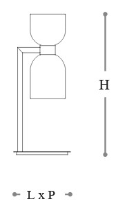 Dimensions of the Caterina table lamp Incanto Italamp